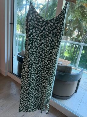 Reformation Midi Green Floral Slip Dress